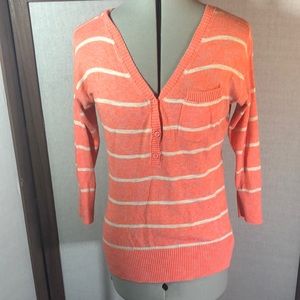 Mossimo Supply Company orange and cream striped 100% cotton sweater sz M